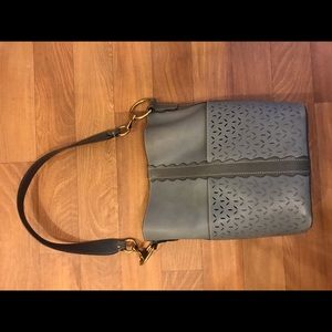 Dusty Blue Frye Leather Tote Bag